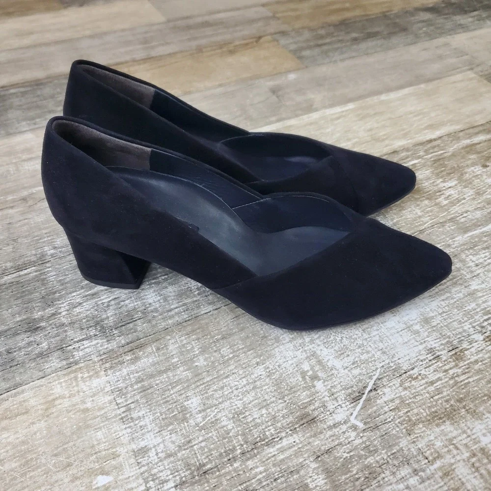 Paul Green Rendi Womens Pumps Sz 6 (UK 3.5) Block Heel Pointed Toe‎ Black